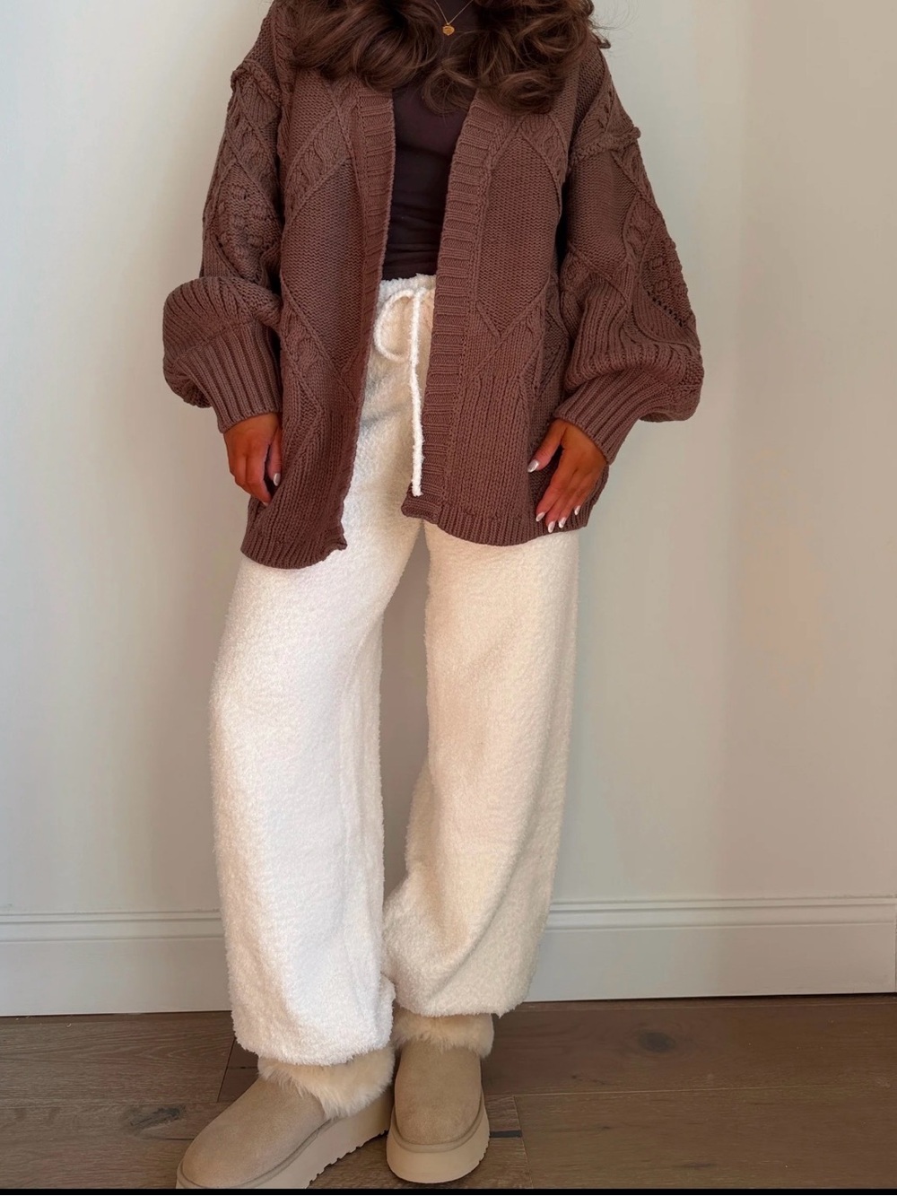 Le Lis white Sherpa lounge pant jogger style